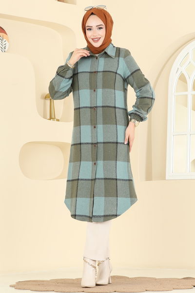 K.T.R. - Renkli Desenli Ekose Tunik 3070KTR750-MS Mint - 418634