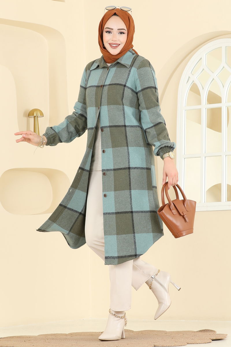 Renkli Desenli Ekose Tunik 3070KTR750-MS Mint