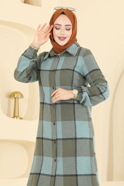 K.T.R. - Renkli Desenli Ekose Tunik 3070KTR750-MS Mint - 418636