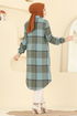 Renkli Desenli Ekose Tunik 3070KTR750-MS Mint - Thumbnail