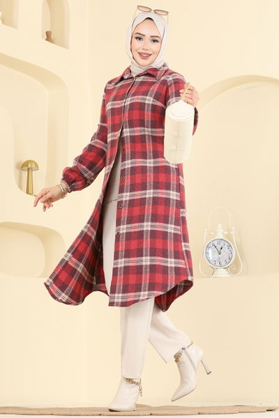 K.T.R. - Renkli Desenli Ekose Tunik 3070KTR750-MS Mürdüm - 418638