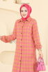 Renkli Desenli Ekose Tunik 3070KTR750-MS Pembe - Thumbnail