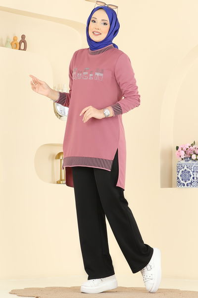 S.L.K. - Ribana Detaylı 2 li Takım 2823SLK540-MS Gül Kurusu - 429936