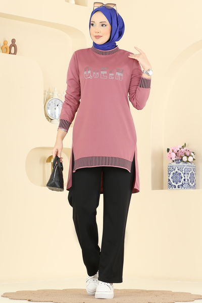 S.L.K. - Ribana Detaylı 2 li Takım 2823SLK540-MS Gül Kurusu - 429937