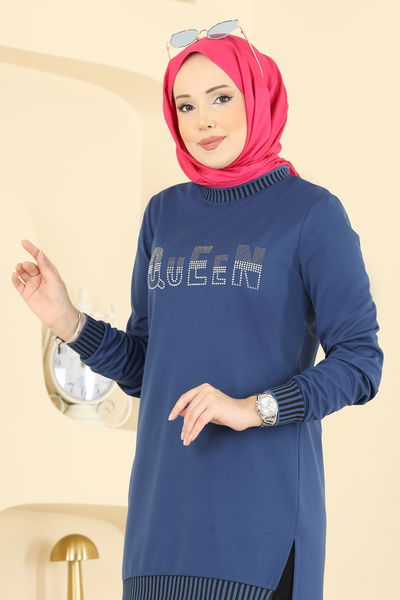 S.L.K. - Ribana Detaylı 2 li Takım 2823SLK540-MS İndigo - 430014