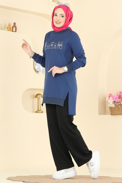 S.L.K. - Ribana Detaylı 2 li Takım 2823SLK540-MS İndigo - 430015