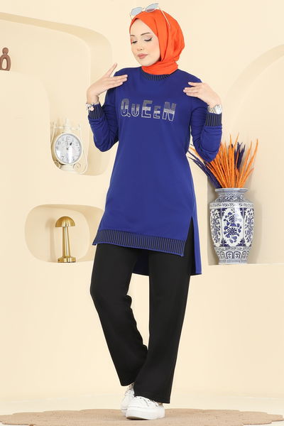 S.L.K. - Ribana Detaylı 2 li Takım 2823SLK540-MS Saks - 429974