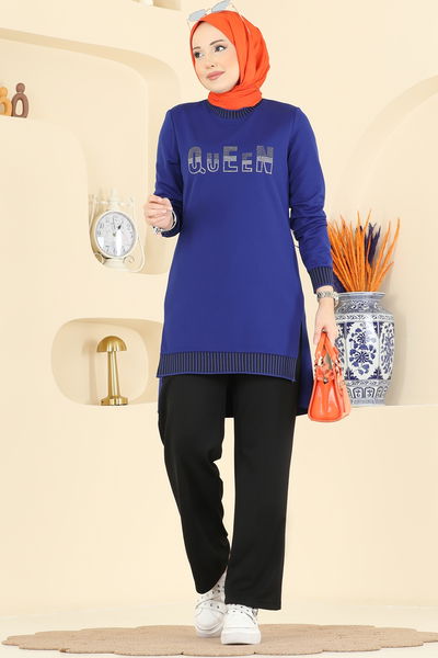 S.L.K. - Ribana Detaylı 2 li Takım 2823SLK540-MS Saks - 429975