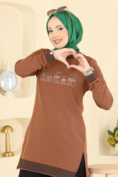 S.L.K. - Ribana Detaylı 2 li Takım 2823SLK540-MS Taba - 429999