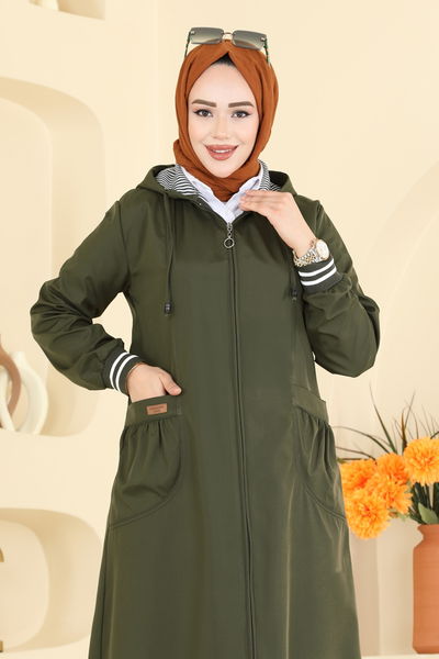 O.R.G. - Ribana Detaylı Bondit Trençkot 1418ORG1169-MS Haki - 426082