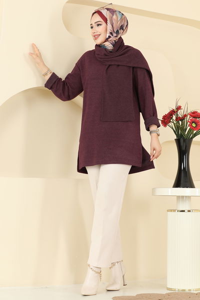 N.F.C. - Şal Aksesuarlı Selanik Tunik 4553NFC1010-MS Bordo - 415672