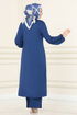Salaş Üçlü Tesettür Takım 2649ASMK1074-MS İndigo&Vizyon - Thumbnail