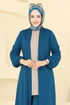 Salaş Üçlü Tesettür Takım 2649ASMK1074-MS Petrol&Vizyon - Thumbnail