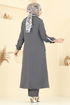 Şerit Detay Tesettür Takım 2710SL432-MS Antrasit - Thumbnail