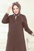 Şerit Detay Tesettür Takım 9161PLK541-MS Kahve - Thumbnail