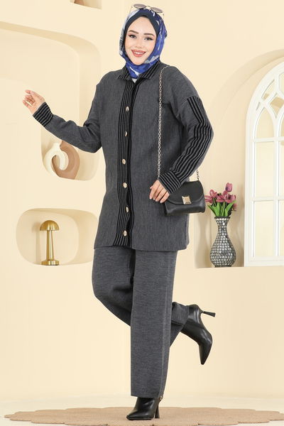 K.L.B. - Şerit Detaylı Triko Takım 0690KLB1050-MS Antrasit - 418201