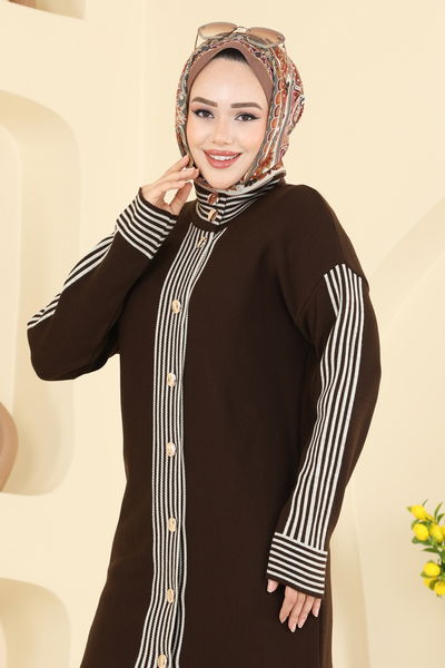 K.L.B. - Şerit Detaylı Triko Takım 0690KLB1050-MS Kahve - 418191