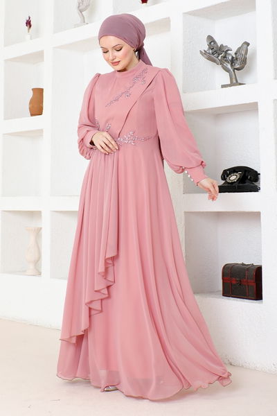 ABY - Şifon Abiye ABY5652 Gül Kurusu - 341901