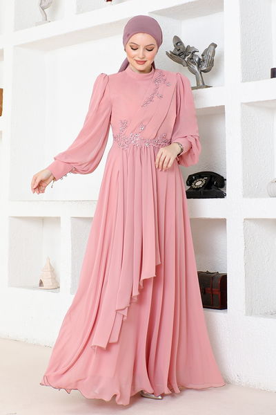 ABY - Şifon Abiye ABY5652 Gül Kurusu - 341902