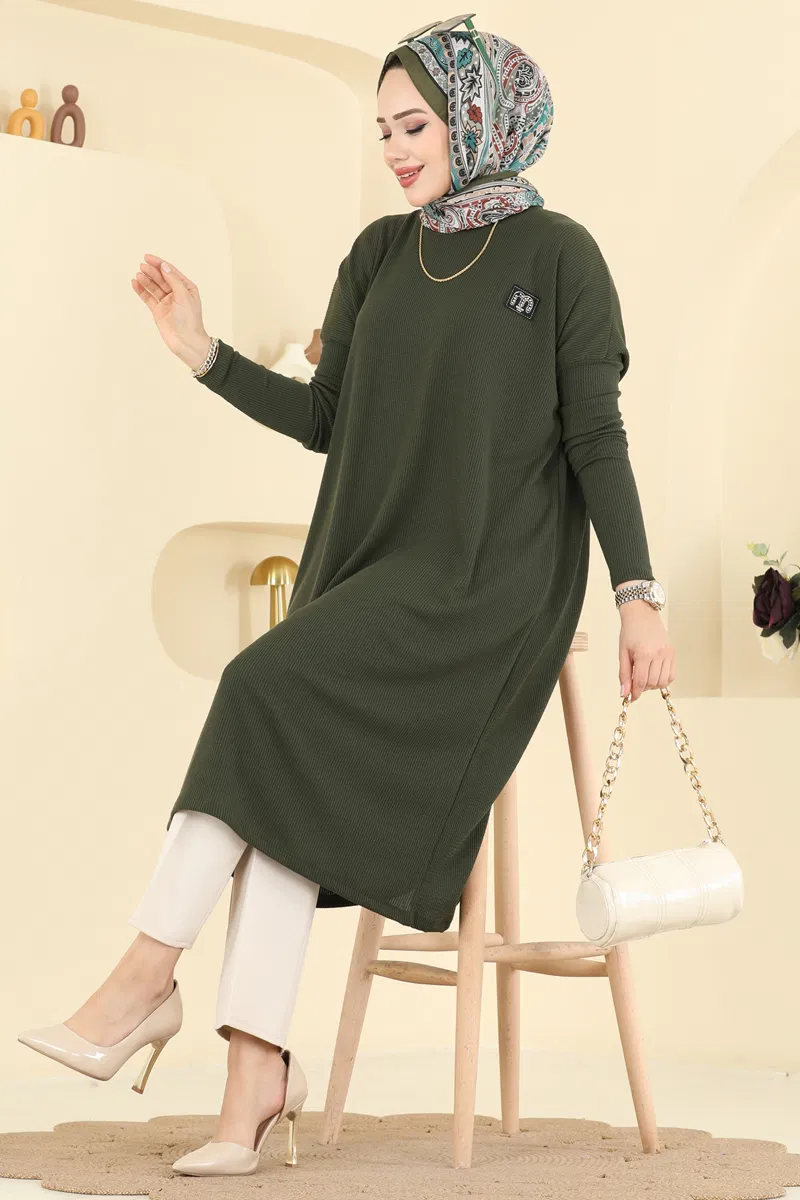 Şık Armalı Burgu Tunik 195BO429-MS Haki