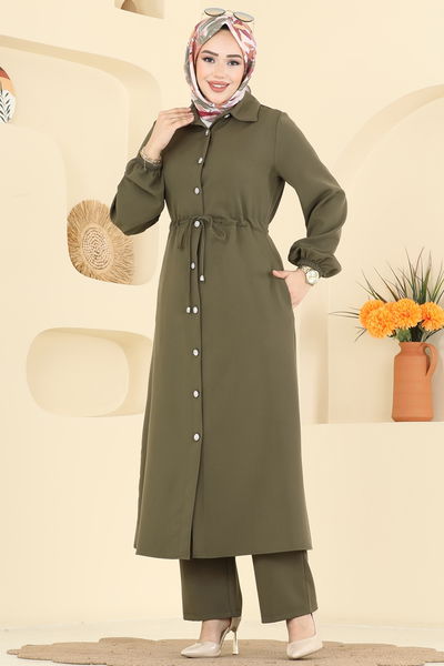S.L. - Şık Düğmeli Dabıl Takım 2773SL432-MS Haki - 416884