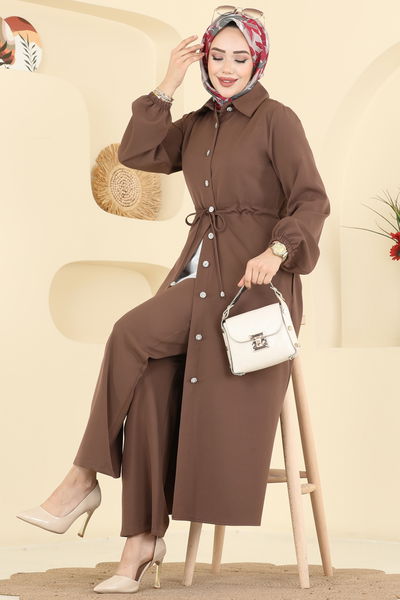 S.L. - Şık Düğmeli Dabıl Takım 2773SL432-MS Kahve - 416889