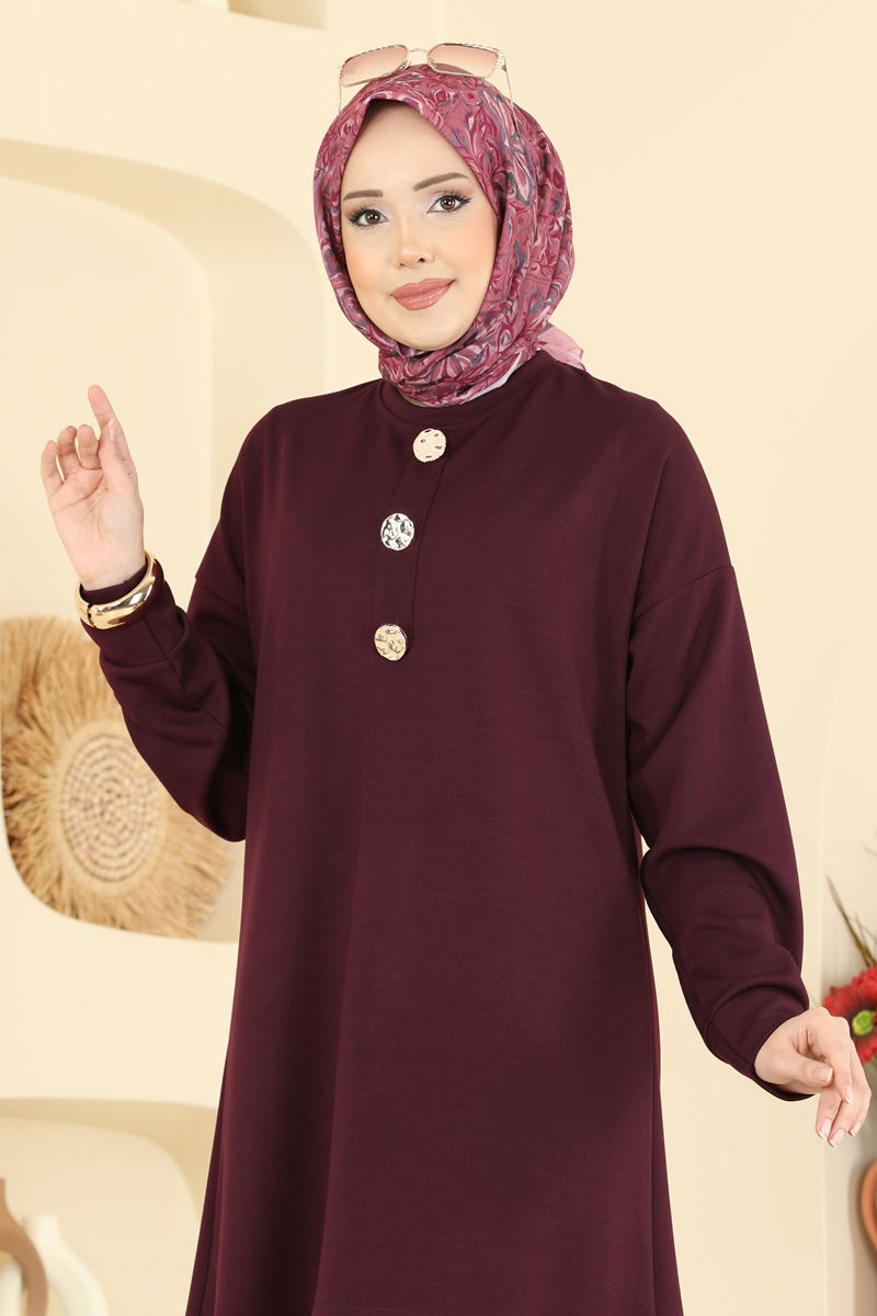 Şık Düğmeli Modal Takım 2787AYD574-MS Bordo