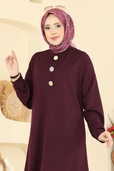 A.Y.D. - Şık Düğmeli Modal Takım 2787AYD574-MS Bordo