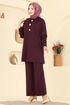 Şık Düğmeli Modal Takım 2787AYD574-MS Bordo - Thumbnail