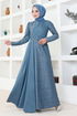 Silvery Evening dress ASM2538 Indigo - Thumbnail