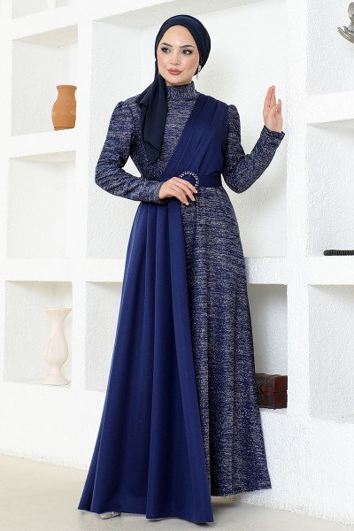 ASM - Silvery Evening dress ASM2538 Navy blue