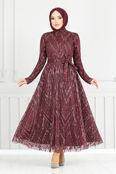 MRV E.N.D. - Sim Detailed Evening dress 5640END900-M Burgundy - 348480