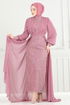 Sim Detay Pelerinli Abiye 4026YGS898-M Pudra - Thumbnail