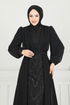 Sim Detay Pelerinli Abiye 6630YG95-MS Siyah - Thumbnail