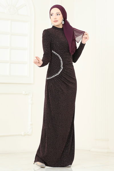 A.N.T. - Sim Detaylı Şık Abiye 2447ANT466-MS Koyu Mürdüm - 418077