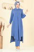 Sim Şeritli Tesettür Takım PL9139-MS İndigo - Thumbnail