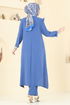 Sim Şeritli Tesettür Takım PL9139-MS İndigo - Thumbnail