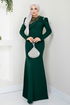 Stone Detailed Evening dress ASM2708 Emerald - Thumbnail