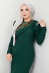 Stone Detailed Evening dress ASM2708 Emerald - Thumbnail