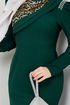 Stone Detailed Evening dress ASM2708 Emerald - Thumbnail