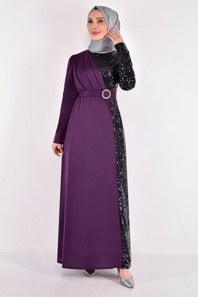 ASM - Straws Detail Evening dress Damson ASM2516 - 325821