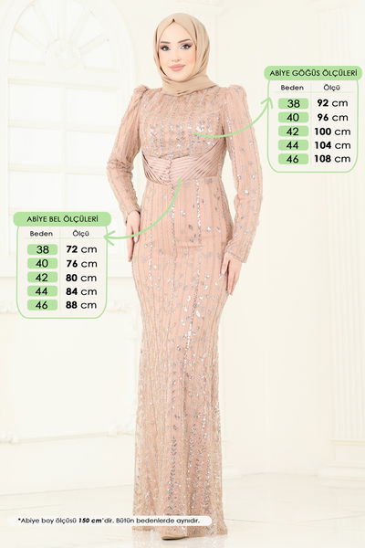 D.M.N. - SUAL Drapeli İşlemeli Abiye 4929D170-MS Gold - 360593