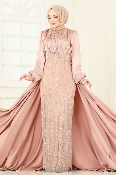 D.M.N. - SUAL Drapeli Pelerin Abiye 4928D170-MS Gold - 360622