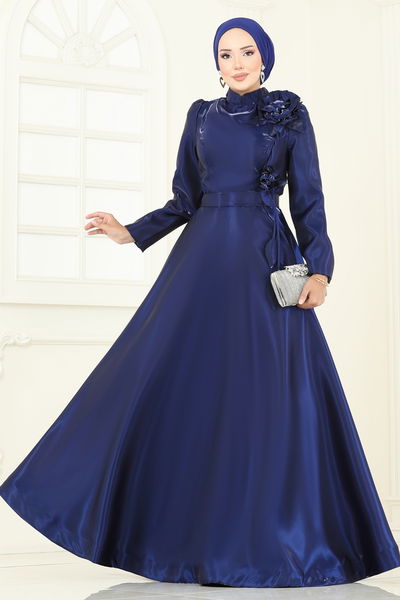 D.M.N. - SUAL Gül Aksesuarlı Organze Abiye 5150D170-MS Laci - 399954