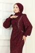 SUAL Önü Drape Detaylı Abiye 5238D170-MS Bordo - Thumbnail