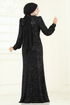 SUAL Önü Drape Detaylı Abiye 5238D170-MS Siyah - Thumbnail