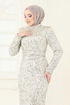 SUAL Pul Payet Detaylı Abiye 4762D170-MS Taş - Thumbnail