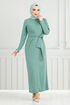 Sur Le Côté Ceinture Détaillé Robe 0409ALG1079-L Menthe - Thumbnail