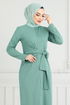 Sur Le Côté Ceinture Détaillé Robe 0409ALG1079-L Menthe - Thumbnail