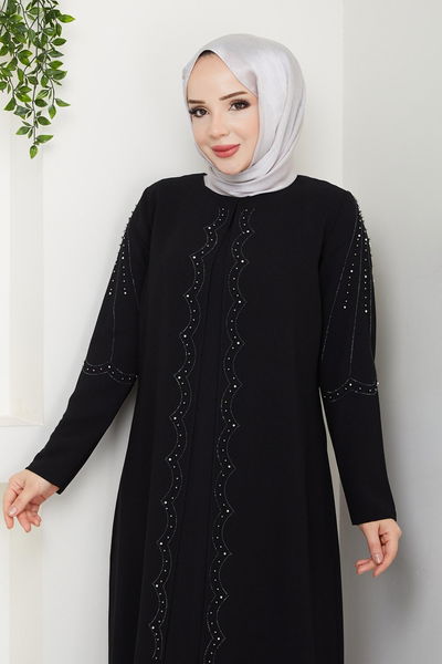 O.Z.T. - Taş Detay Abiye Elbise 2009OZT1013-MS Siyah - 388728